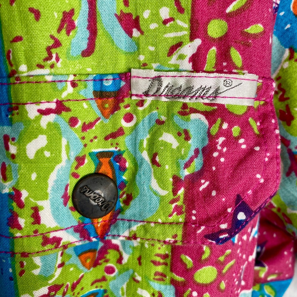 Vintage 80s Dreams Abstract Fish Romper XL Short Sleeve 90s Playsuit Jumpsuit - Picture 4 of 11
